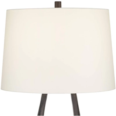 Possini Euro Design Woodwork 30" Tall Open Base Large Mid Century Modern End Table Lamp Black Finish Finish Single White Shade Living Room Bedroom 3 Possini Euro Design Woodwork 30" Tall Open Base Large Mid Century Modern End Table Lamp Black Finish Finish Single White Shade Living Room Bedroom - Image 3