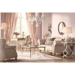 Possini Euro Design Natalia Modern Country Cottage Table Lamp 27" Tall White Ceramic Glaze Textured Floral Drum Shade For Bedroom Living Room Bedside -Possini Euro Design Sales GUEST 7437fa27 6972 4702 8fe9 a7a0ecb7764e