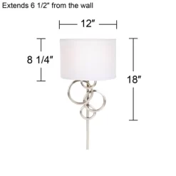 Possini Euro Design Circles Modern Wall Light Sconce Brushed Nickel Plug-in 12" Fixture Off White Cotton Half Shade For Bedroom Reading Living Room 9 Possini Euro Design Circles Modern Wall Light Sconce Brushed Nickel Plug-in 12" Fixture Off White Cotton Half Shade For Bedroom Reading Living Room -Possini Euro Design Sales GUEST 744c6f34 887f 4fa2 b141 642f7b5f1dd2