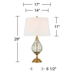 Possini Euro Design Rebecca 29" Tall Teardrop Modern End Table Lamp Gold Brass Finish Smoked Glass Metal Single White Shade Living Room Bedroom -Possini Euro Design Sales GUEST 7470f3fc b64f 4f55 ba72 700dd8fb2539