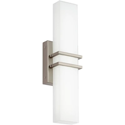 Possini Euro Design Exeter Modern Wall Lights Set Of 2 Brushed Nickel Hardwire 4 1/2" Light Bar LED Fixture White Glass Shade For Bedroom Bathroom 5 Possini Euro Design Exeter Modern Wall Lights Set Of 2 Brushed Nickel Hardwire 4 1/2" Light Bar LED Fixture White Glass Shade For Bedroom Bathroom - Image 5