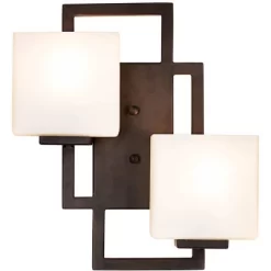 Possini Euro Design Modern Wall Light Bronze 15 1/2" Square Glass Sconce Fixture For Bathroom Side Of Mirror Hallway -Possini Euro Design Sales GUEST 74e71d54 cea9 4431 845e 4d79fbcfcd18