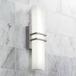 Possini Euro Design Exeter Modern Wall Lights Set Of 2 Brushed Nickel Hardwire 4 1/2" Light Bar LED Fixture White Glass Shade For Bedroom Bathroom 15 Possini Euro Design Exeter Modern Wall Lights Set Of 2 Brushed Nickel Hardwire 4 1/2" Light Bar LED Fixture White Glass Shade For Bedroom Bathroom -Possini Euro Design Sales GUEST 7509ef36 a766 4834 b256 9a839f89acde