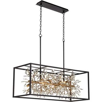 Possini Euro Design Carrine Black Gold Linear Pendant Chandelier 38 1/2" Wide Modern Clear Crystal 8-Light Fixture For Dining Room Kitchen Island Home 6 Possini Euro Design Carrine Black Gold Linear Pendant Chandelier 38 1/2" Wide Modern Clear Crystal 8-Light Fixture For Dining Room Kitchen Island Home - Image 6
