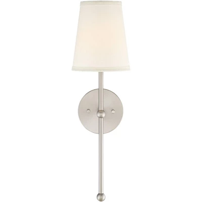 Possini Euro Design Elena Modern Wall Light Sconce Brushed Nickel Hardwire 6" High Fixture Cream Linen Shade For Bedroom Reading Living Room Hallway 4 Possini Euro Design Elena Modern Wall Light Sconce Brushed Nickel Hardwire 6" High Fixture Cream Linen Shade For Bedroom Reading Living Room Hallway - Image 4