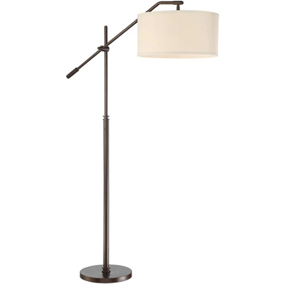 Possini Euro Design Modern Floor Lamp With USB Port 62 1/2" Tall Oil Rubbed Bronze Boom Arm Brown Drum Shade For Living Room House 8 Possini Euro Design Modern Floor Lamp With USB Port 62 1/2" Tall Oil Rubbed Bronze Boom Arm Brown Drum Shade For Living Room House - Image 8