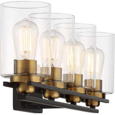 Possini Euro Design Demy Modern Wall Light Oil Rubbed Bronze Gold Hardwire 27" 4-Light Fixture Clear Glass For Bedroom Bathroom Vanity Reading House 5 Possini Euro Design Demy Modern Wall Light Oil Rubbed Bronze Gold Hardwire 27" 4-Light Fixture Clear Glass For Bedroom Bathroom Vanity Reading House - Image 5