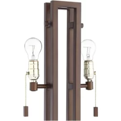 Possini Euro Design Gossard Modern Industrial Table Lamp 30" Tall Bronze With USB Charging Port White Rectangular Shade For Bedroom Living Room Office -Possini Euro Design Sales GUEST 78b6c0b7 dbc3 4673 b907 3464079228b0