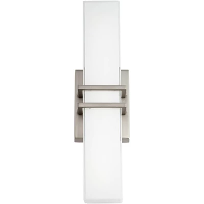 Possini Euro Design Exeter Modern Wall Light Brushed Nickel 17" Light Bar LED Fixture Silk Screened Glass Shade For Bedroom Bathroom Vanity Reading 6 Possini Euro Design Exeter Modern Wall Light Brushed Nickel 17" Light Bar LED Fixture Silk Screened Glass Shade For Bedroom Bathroom Vanity Reading - Image 6
