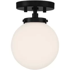 Possini Euro Design Jilly Modern Ceiling Light Semi Flush Mount Fixture 6 3/4" Wide Black White Glass Globe Shade For Bedroom Kitchen Living Room Home -Possini Euro Design Sales GUEST 7994f1f5 c085 4335 993f d468a911d439