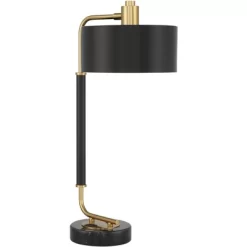 Possini Euro Design Myles Modern Mid Century Desk Lamp 24" High Black Gold With Dual USB Charging Ports Metal Drum Shade For Bedroom Living Room Home -Possini Euro Design Sales GUEST 7b904ada 75da 43f9 a091 7aa614810f4f