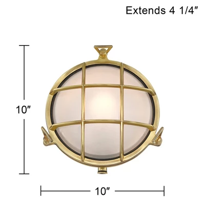 Possini Euro Design Possini Euro Anjali 10" High Brass Bulkhead Wall Sconce 8 Possini Euro Design Possini Euro Anjali 10" High Brass Bulkhead Wall Sconce - Image 8