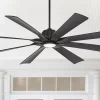70" Possini Euro Design Defender Modern Indoor Outdoor Ceiling Fan With Dimmable LED Light Remote Control Matte Black Damp Rated For Patio Exterior