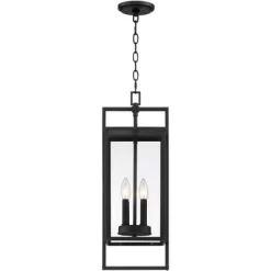 Possini Euro Design Jericho Modern Outdoor Hanging Light Textured Black 24 1/4" Clear Glass Panel For Post Exterior Barn Deck House Porch Yard Patio -Possini Euro Design Sales GUEST 7c181475 5998 426b 8ead eca6b97e2fed