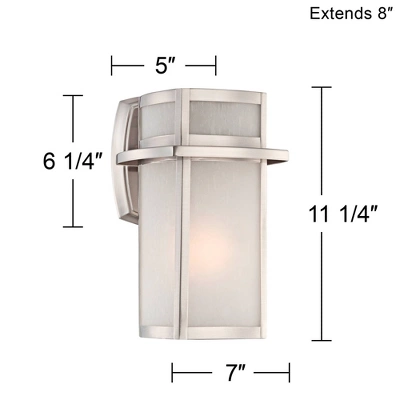 Possini Euro Design Delevan Modern Outdoor Wall Lights Fixture Set Of 2 Brushed Nickel 11 1/4" Frosted Seedy Glass For Post Exterior Barn Deck House 6 Possini Euro Design Delevan Modern Outdoor Wall Lights Fixture Set Of 2 Brushed Nickel 11 1/4" Frosted Seedy Glass For Post Exterior Barn Deck House - Image 6