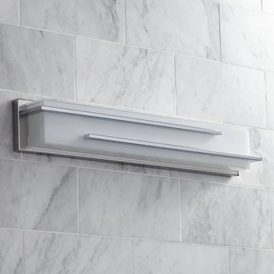 Possini Euro Design Jada Modern Wall Light Chrome Hardwire 26 1/4" Light Bar LED Fixture White Glass For Bedroom Bathroom Vanity Reading Living Room 6 Possini Euro Design Jada Modern Wall Light Chrome Hardwire 26 1/4" Light Bar LED Fixture White Glass For Bedroom Bathroom Vanity Reading Living Room - Image 6