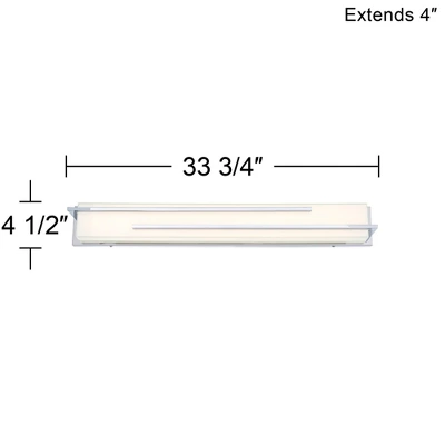 Possini Euro Design Jada Modern Wall Light Chrome Hardwire 33 3/4" Light Bar LED Fixture White Glass For Bedroom Bathroom Vanity Reading Living Room 3 Possini Euro Design Jada Modern Wall Light Chrome Hardwire 33 3/4" Light Bar LED Fixture White Glass For Bedroom Bathroom Vanity Reading Living Room - Image 3