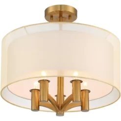 Possini Euro Design Caliari Modern Ceiling Light Semi Flush Mount Fixture 18" Wide Warm Brass Double Drum Shade For Bedroom Kitchen Hallway Bathroom -Possini Euro Design Sales GUEST 7c9d6299 b7da 41db a821 2d1e5f497931