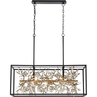 Possini Euro Design Carrine Black Gold Linear Pendant Chandelier 38 1/2" Wide Modern Clear Crystal 8-Light Fixture For Dining Room Kitchen Island Home 5 Possini Euro Design Carrine Black Gold Linear Pendant Chandelier 38 1/2" Wide Modern Clear Crystal 8-Light Fixture For Dining Room Kitchen Island Home - Image 5