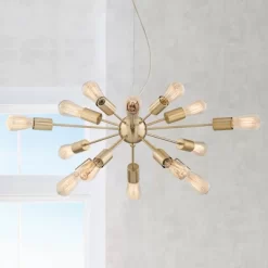 Possini Euro Design Hemingson Gold Large Chandelier 33" Wide Modern Sputnik 12-Light LED Fixture For Dining Room House Foyer Kitchen Island Entryway
