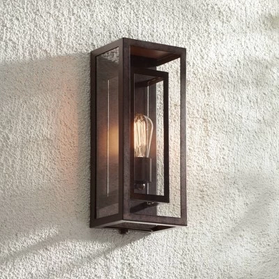 Possini Euro Design Modern Industrial Farmhouse Rustic Outdoor Wall Light Fixture Bronze 15 1/2" Clear Glass For Exterior Barn Deck House Porch Yard -Possini Euro Design Sales GUEST 7d651ede 2bd1 4de1 a911 7ecab5620c97