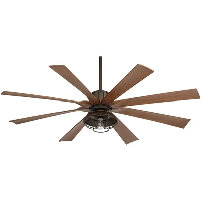 70" Possini Euro Design Defender Industrial Indoor Outdoor Ceiling Fan With Dimmable LED Light Remote Oil Rubbed Bronze Koa Cage Damp Rated For Patio 7 70" Possini Euro Design Defender Industrial Indoor Outdoor Ceiling Fan With Dimmable LED Light Remote Oil Rubbed Bronze Koa Cage Damp Rated For Patio - Image 7
