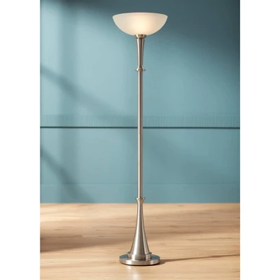 Possini Euro Design Burbank Modern 70" Tall Standing Floor Lamp Large Torchiere Foot Dimmer Switch Silver Metal Brushed Nickel Finish Living Room 1 Possini Euro Design Burbank Modern 70" Tall Standing Floor Lamp Large Torchiere Foot Dimmer Switch Silver Metal Brushed Nickel Finish Living Room