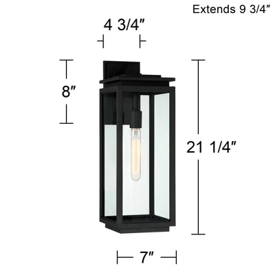 Possini Euro Design Atkins 21 1/4" High Modern Outdoor Wall Light Fixture Mount Porch House Weatherproof Matte Black Die Cast Metal Clear Glass Shade 3 Possini Euro Design Atkins 21 1/4" High Modern Outdoor Wall Light Fixture Mount Porch House Weatherproof Matte Black Die Cast Metal Clear Glass Shade - Image 3