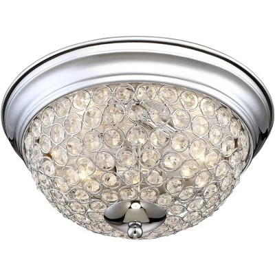 Possini Euro Design Faith Modern Ceiling Light Flush Mount Fixtures 11" Wide Set Of 2 Chrome 2-Light Crystal For Bedroom Kitchen Living Room Hallway 5 Possini Euro Design Faith Modern Ceiling Light Flush Mount Fixtures 11" Wide Set Of 2 Chrome 2-Light Crystal For Bedroom Kitchen Living Room Hallway - Image 5