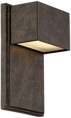 Possini Euro Design Lyons Modern Industrial Outdoor Wall Light Fixtures Set Of 2 Bronze Black Box Frame LED 8" For Post Exterior Barn 5 Possini Euro Design Lyons Modern Industrial Outdoor Wall Light Fixtures Set Of 2 Bronze Black Box Frame LED 8" For Post Exterior Barn - Image 5