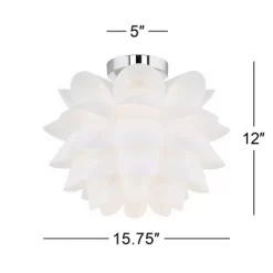 Possini Euro Design Modern Ceiling Light Semi Flush Mount Fixture 15 3/4" Wide White Flower For Bedroom Kitchen Living Room Hallway Bathroom House -Possini Euro Design Sales GUEST 805483ca a05e 4115 b5ea 29bd54d64fed