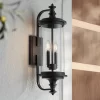 Possini Euro Design Medici Modern Outdoor Wall Light Fixture Black Metal 24 1/2" Clear Glass For Post Exterior Barn Deck House Porch Yard Patio Home
