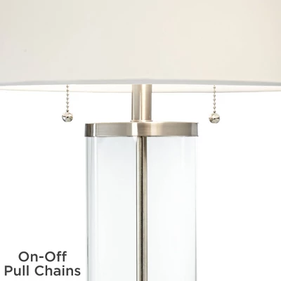 Possini Euro Design Fritz Modern Table Lamps 26 1/2" High Set Of 2 Silver Clear Glass With USB And AC Power Outlet In Base Drum Shade For Bedroom Desk 5 Possini Euro Design Fritz Modern Table Lamps 26 1/2" High Set Of 2 Silver Clear Glass With USB And AC Power Outlet In Base Drum Shade For Bedroom Desk - Image 5