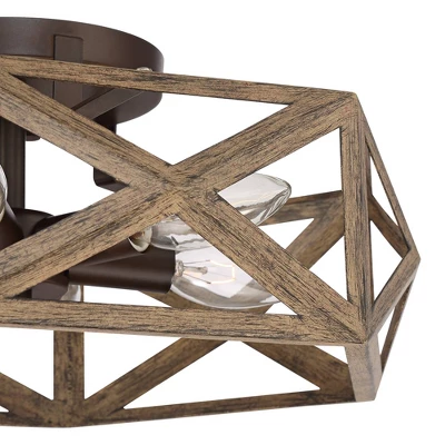 Possini Euro Design Moorcroft Modern Farmhouse Ceiling Light Semi Flush Mount Fixture 14 1/2" Wide Dark Wood Bronze 6-Light Hexagon Frame For Bedroom 2 Possini Euro Design Moorcroft Modern Farmhouse Ceiling Light Semi Flush Mount Fixture 14 1/2" Wide Dark Wood Bronze 6-Light Hexagon Frame For Bedroom - Image 2