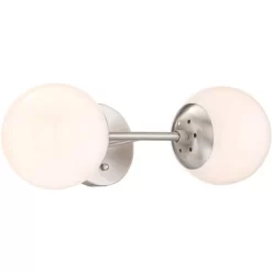 Possini Euro Design Oso Mid Century Modern Wall Light Sconce Brushed Nickel 6" 2-Light Fixture Opal Glass For Bedroom Bathroom Vanity Living Room Home -Possini Euro Design Sales GUEST 827d1a82 9d12 48c1 bbc9 d8b2fcd457f1