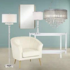 Possini Euro Design Jolie Chrome Chandelier Lighting 20" Wide Modern Crystal Silver Fabric Shade 7-Light Fixture For Dining Room House Kitchen Island -Possini Euro Design Sales GUEST 83d4224f e103 42b2 8e6d 82380585f94d