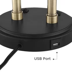 Possini Euro Design Sentry Modern Mid Century Desk Lamp 23" High Black Brass With USB Charging Port LED Adjustable Cone Shade For Bedroom Living Room -Possini Euro Design Sales GUEST 84aa50d5 b673 4b3a b5f2 3168750c699e