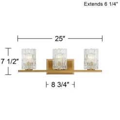 Possini Euro Design Icelight Modern Wall Light Warm Brass Hardwire 25" 3-Light Fixture Textured Ice Glass For Bedroom Bathroom Vanity Living Room -Possini Euro Design Sales GUEST 84aa59f1 ab9f 4f3a 9504 e1641a2ca9e8