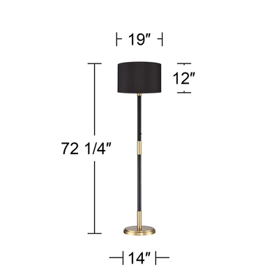 Possini Euro Design Cameron Mid Century Modern 72 1/4" Tall Floor Lamp Warm Gold Matte Black Light Blaster LED Drum Shade For Living Room 3 Possini Euro Design Cameron Mid Century Modern 72 1/4" Tall Floor Lamp Warm Gold Matte Black Light Blaster LED Drum Shade For Living Room - Image 3