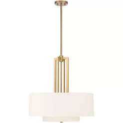 Possini Euro Design Sundry Warm Brass Pendant Chandelier 24" Wide Modern Double Drum Shades 4-Light Fixture For Dining Room House Foyer Kitchen Island -Possini Euro Design Sales GUEST 85306f37 58dd 4887 858b 85bfc76e49de