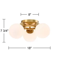 Possini Euro Design Modern Ceiling Light Flush Mount Fixture Brass 18" Wide 3-Light Frosted White Glass Globes Bedroom Living Room -Possini Euro Design Sales GUEST 853fb255 a8ab 4b8a 9534 3e41488f47a2