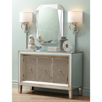 Possini Euro Design Circles Modern Wall Light Sconce Brushed Nickel Plug-in 12" Fixture Off White Cotton Half Shade For Bedroom Reading Living Room 7 Possini Euro Design Circles Modern Wall Light Sconce Brushed Nickel Plug-in 12" Fixture Off White Cotton Half Shade For Bedroom Reading Living Room - Image 7