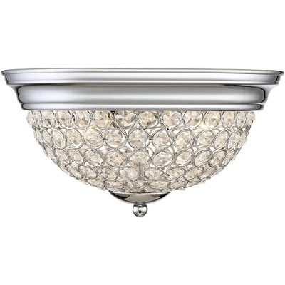 Possini Euro Design Faith Modern Ceiling Light Flush Mount Fixtures 11" Wide Set Of 2 Chrome 2-Light Crystal For Bedroom Kitchen Living Room Hallway 4 Possini Euro Design Faith Modern Ceiling Light Flush Mount Fixtures 11" Wide Set Of 2 Chrome 2-Light Crystal For Bedroom Kitchen Living Room Hallway - Image 4