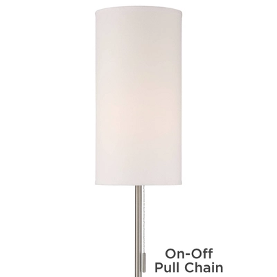 Possini Euro Design Piccolo Modern Floor Lamp With Tray Table 60 1/2" Tall Brushed Nickel White Cylinder Shade For Living Room Bedroom Office House 2 Possini Euro Design Piccolo Modern Floor Lamp With Tray Table 60 1/2" Tall Brushed Nickel White Cylinder Shade For Living Room Bedroom Office House - Image 2