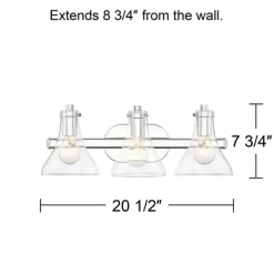Possini Euro Design Sorren Industrial Modern Wall Light Polished Chrome Hardwire 20 1/2" 3-Light Fixture Clear Glass For Bedroom Bathroom Vanity Home -Possini Euro Design Sales GUEST 86a71dd0 792a 4598 8f0b 5528017b742f