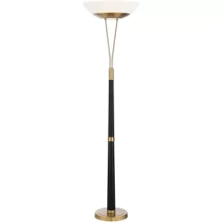 Possini Euro Design Ventura Modern Torchiere Floor Lamp 75" Tall Black Brass LED Frosted Glass Bowl Shade For Living Room Office House Bedroom Home -Possini Euro Design Sales GUEST 86a75782 31ae 460f 975c f5264ba3b8fc