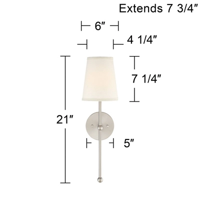 Possini Euro Design Elena Modern Wall Light Sconce Brushed Nickel Hardwire 6" High Fixture Cream Linen Shade For Bedroom Reading Living Room Hallway 3 Possini Euro Design Elena Modern Wall Light Sconce Brushed Nickel Hardwire 6" High Fixture Cream Linen Shade For Bedroom Reading Living Room Hallway - Image 3