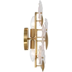 Possini Euro Design Filoli 16" High Modern 2 Light Wall Sconce Light Lamp Fixture Mount Set Of 2 Bathroom Bedroom Hardwired Gold Plated Glass Shade -Possini Euro Design Sales GUEST 86fe417b 5192 4196 bc64 d6fd972dc2ad