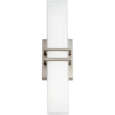 Possini Euro Design Exeter Modern Wall Lights Set Of 2 Brushed Nickel Hardwire 4 1/2" Light Bar LED Fixture White Glass Shade For Bedroom Bathroom 6 Possini Euro Design Exeter Modern Wall Lights Set Of 2 Brushed Nickel Hardwire 4 1/2" Light Bar LED Fixture White Glass Shade For Bedroom Bathroom - Image 6
