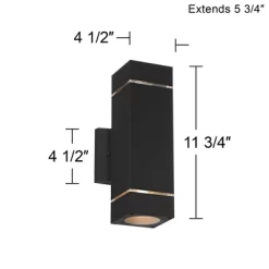 Possini Euro Design Skyridge 11 3/4" High Mid Century Modern Outdoor Wall Light Fixture Mount Porch House Exterior Up-Down LED Bulb Black Aluminum -Possini Euro Design Sales GUEST 883922dc 36d8 4666 8e4d 9914a15a683a